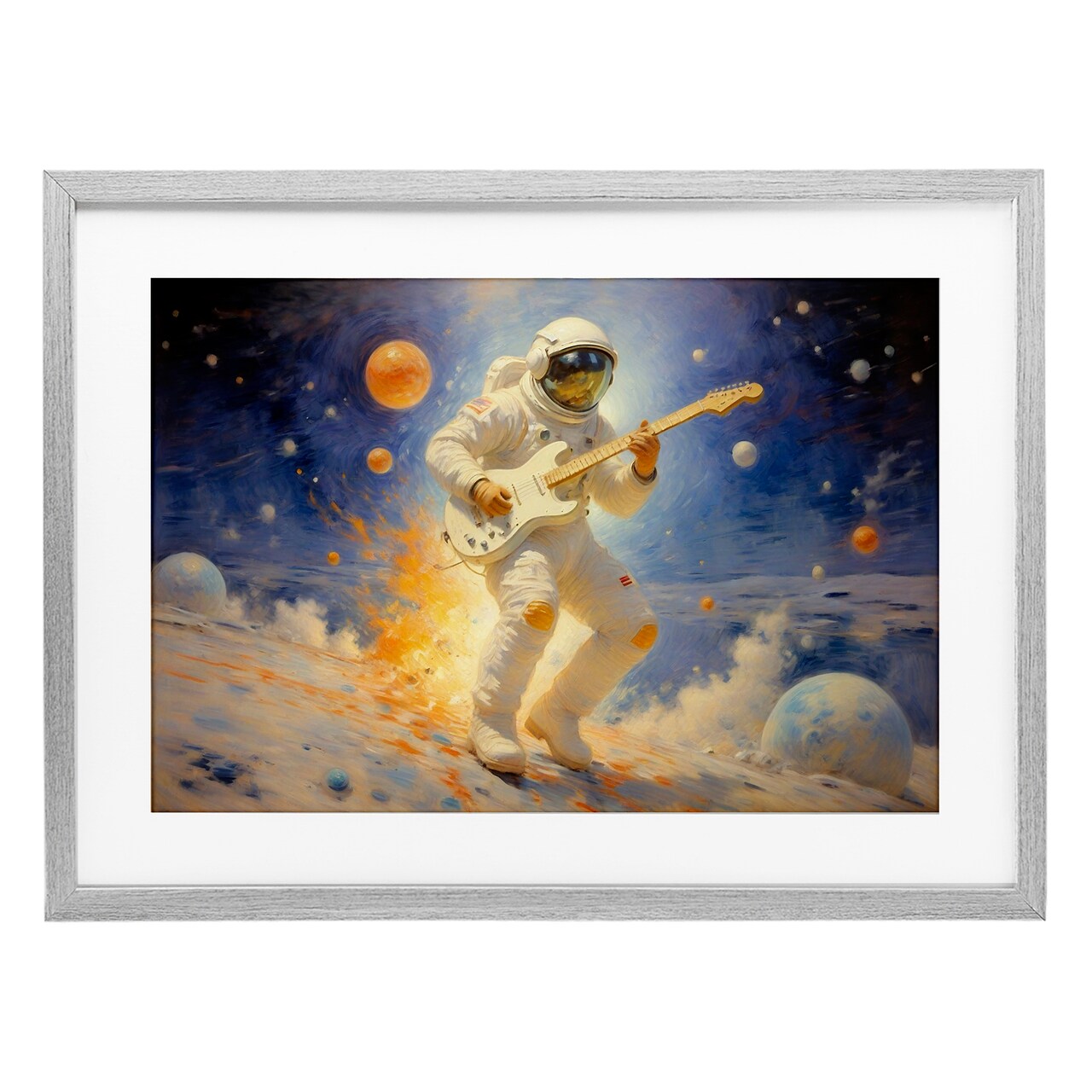 Stupell Industries Space Astronaut Musician Framed Print Under Glass, design by Angie Hawke